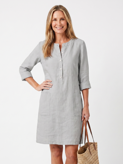 Novelle North® | Button Front Sleeve Knee Length Dress
