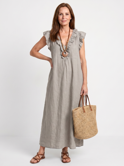 Novelle North® | Ruffle Trim Sleeveless Neck Midi Dress