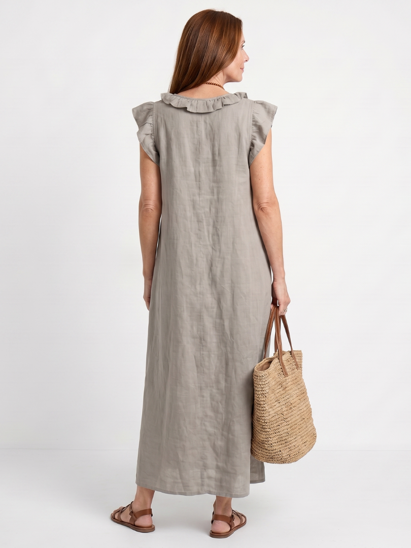 Novelle North® | Ruffle Trim Sleeveless Neck Midi Dress