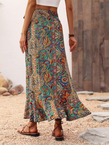 Novelle North® | Gėlių Rašto Sijonas – Asimetriškas Boho Paplūdimio Stilius