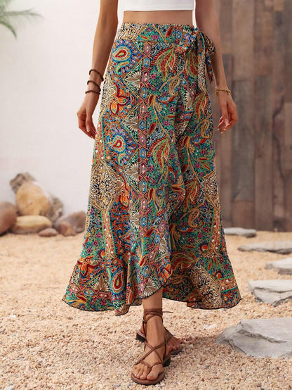 Novelle North® | Gėlių Rašto Sijonas – Asimetriškas Boho Paplūdimio Stilius