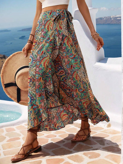 Novelle North® | Gėlių Rašto Sijonas – Asimetriškas Boho Paplūdimio Stilius