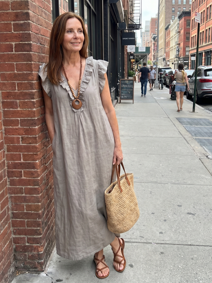 Novelle North® | Ruffle Trim Sleeveless Neck Midi Dress