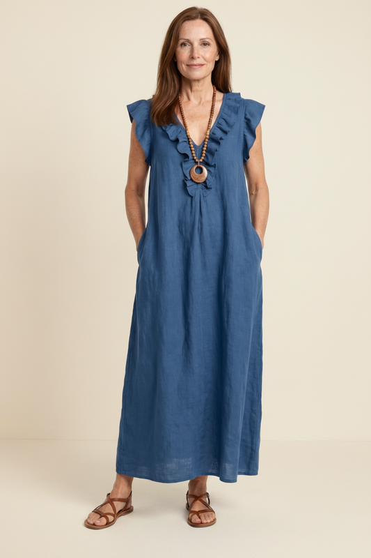 Novelle North® | Ruffle Trim Sleeveless Neck Midi Dress
