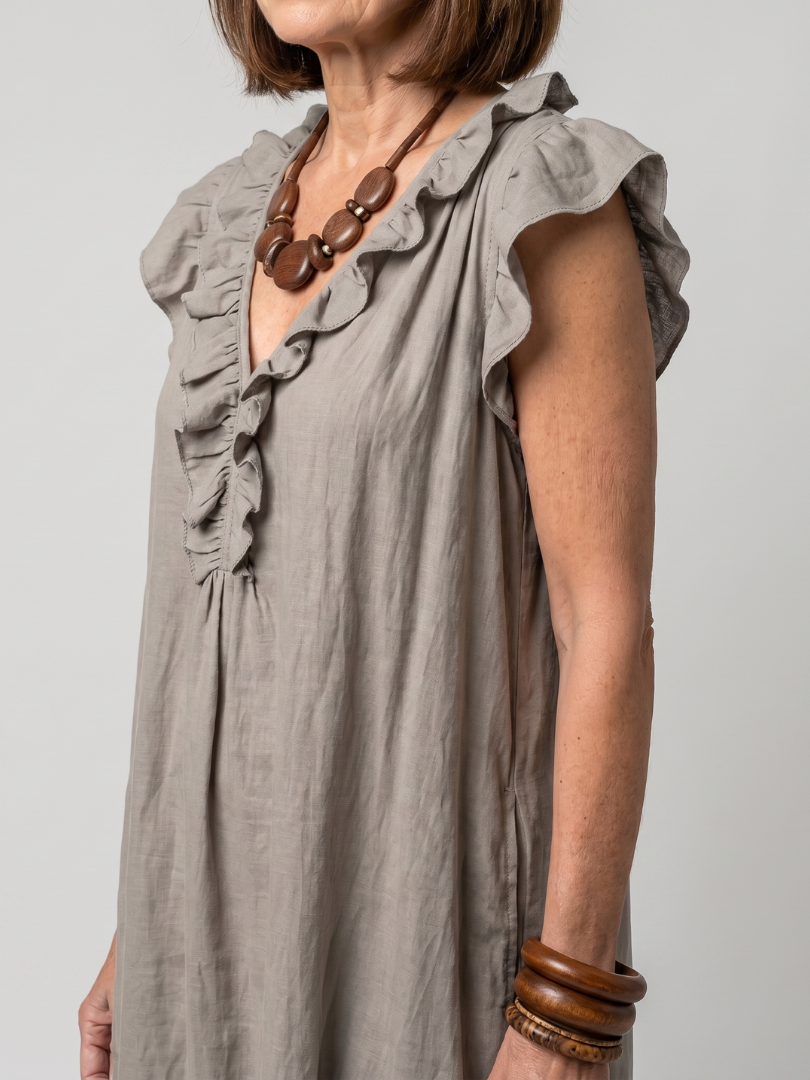Novelle North® | Sleeveless Ruffle Trim Midi Dress