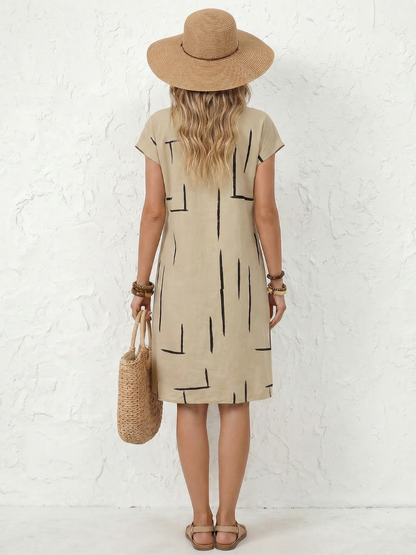 Novelle North® | Short Sleeve Abstract Print Knee Length Dresses