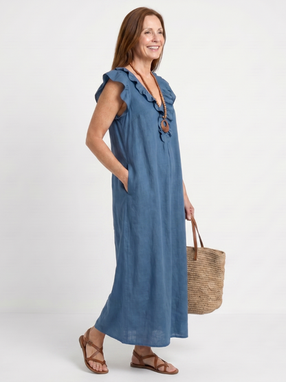 Novelle North® | Ruffle Trim Sleeveless Neck Midi Dress