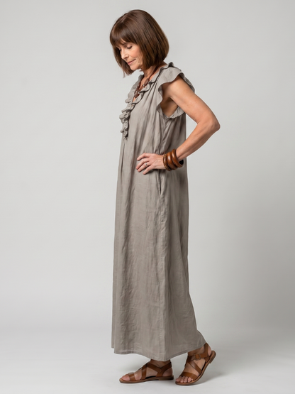Novelle North® | Sleeveless Ruffle Trim Midi Dress