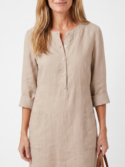 Novelle North® | Button Front Sleeve Knee Length Dress