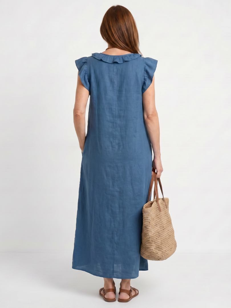 Novelle North® | Ruffle Trim Sleeveless Neck Midi Dress