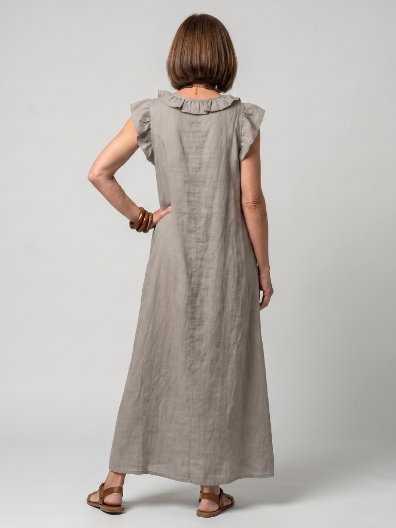 Novelle North® | Sleeveless Ruffle Trim Midi Dress