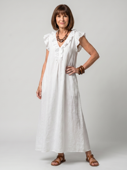 Novelle North® | Sleeveless Ruffle Trim Midi Dress