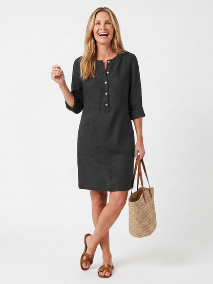 Novelle North® | Button Front Sleeve Knee Length Dress