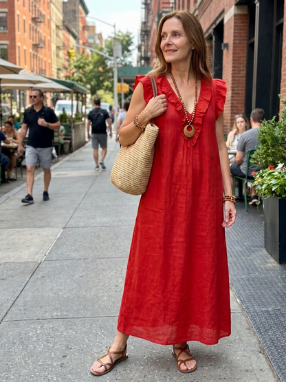 Novelle North® | Ruffle Trim Sleeveless Neck Midi Dress